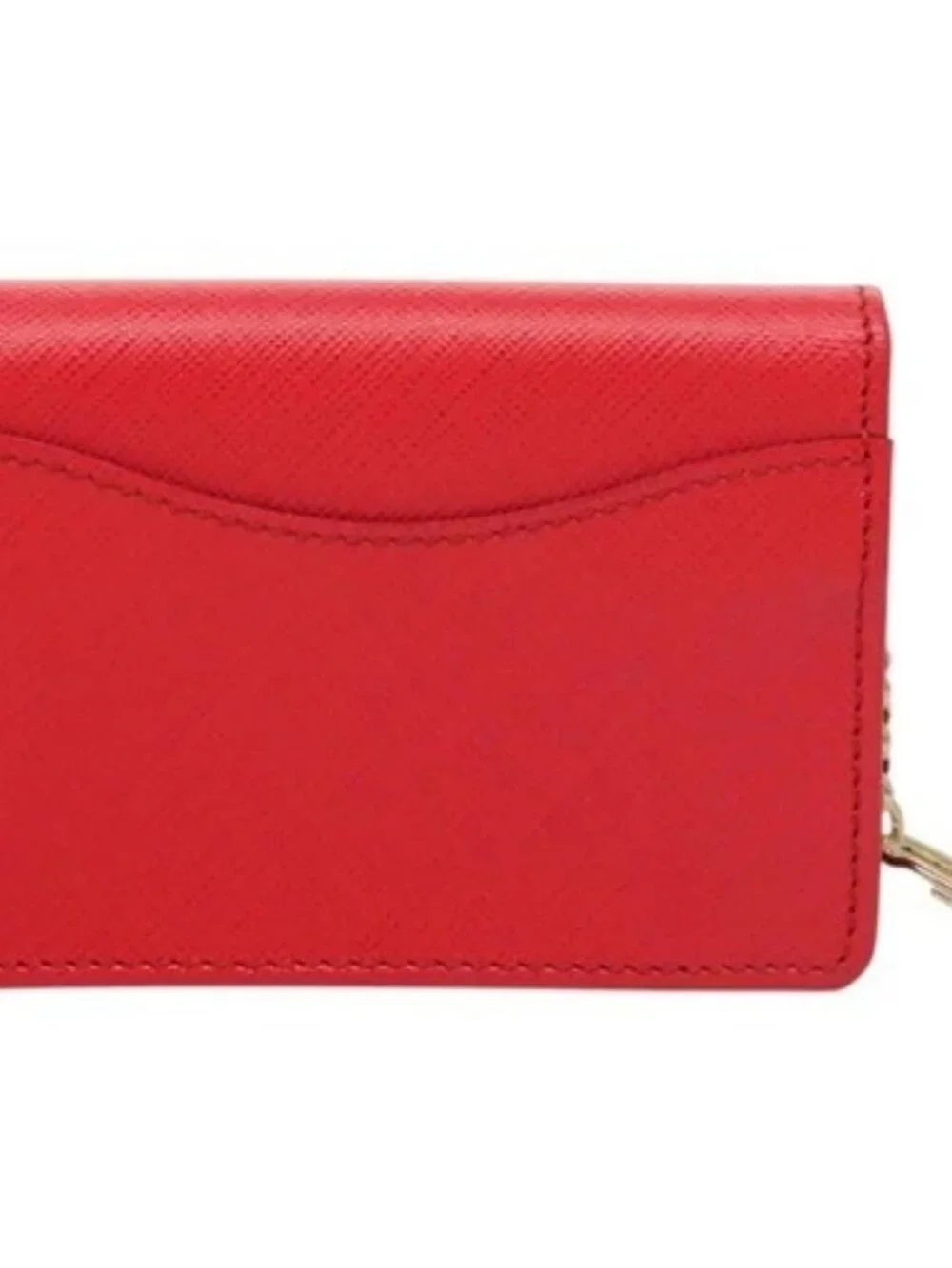 Salvatore Ferragamo Gancini Card Case Leather Red Gold Auth bs24757
